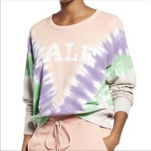 Daydreamer Yale Tie Dye Oversized Sweatshirt Size Small Peach Pink Green NWT